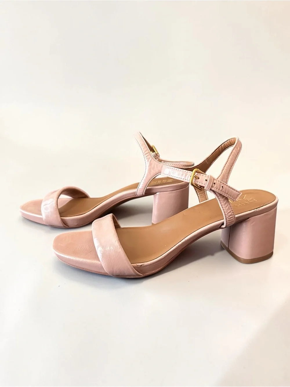 Naturalizer Izzy Leather Block Heel Sandals Blush Pink Women’s Size 9W